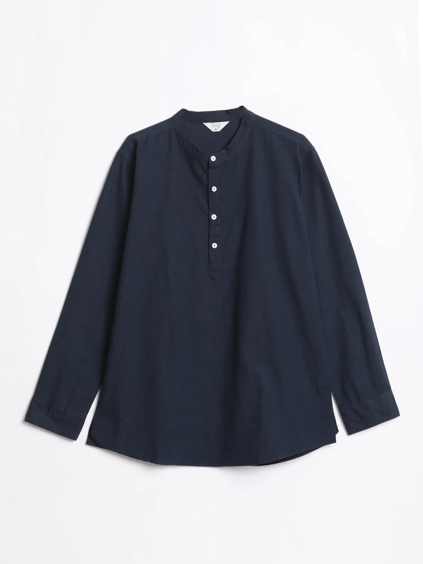Men Navy Blue Airy Linen Short Kurta