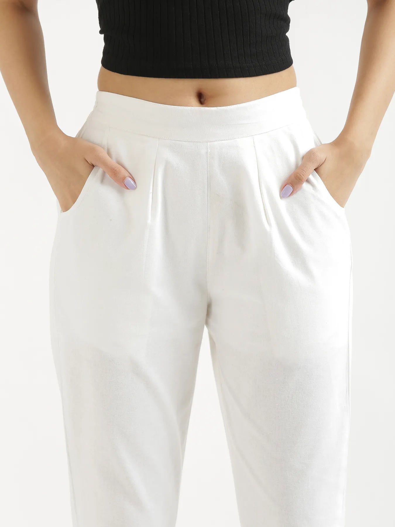 Women White Cotton Pant