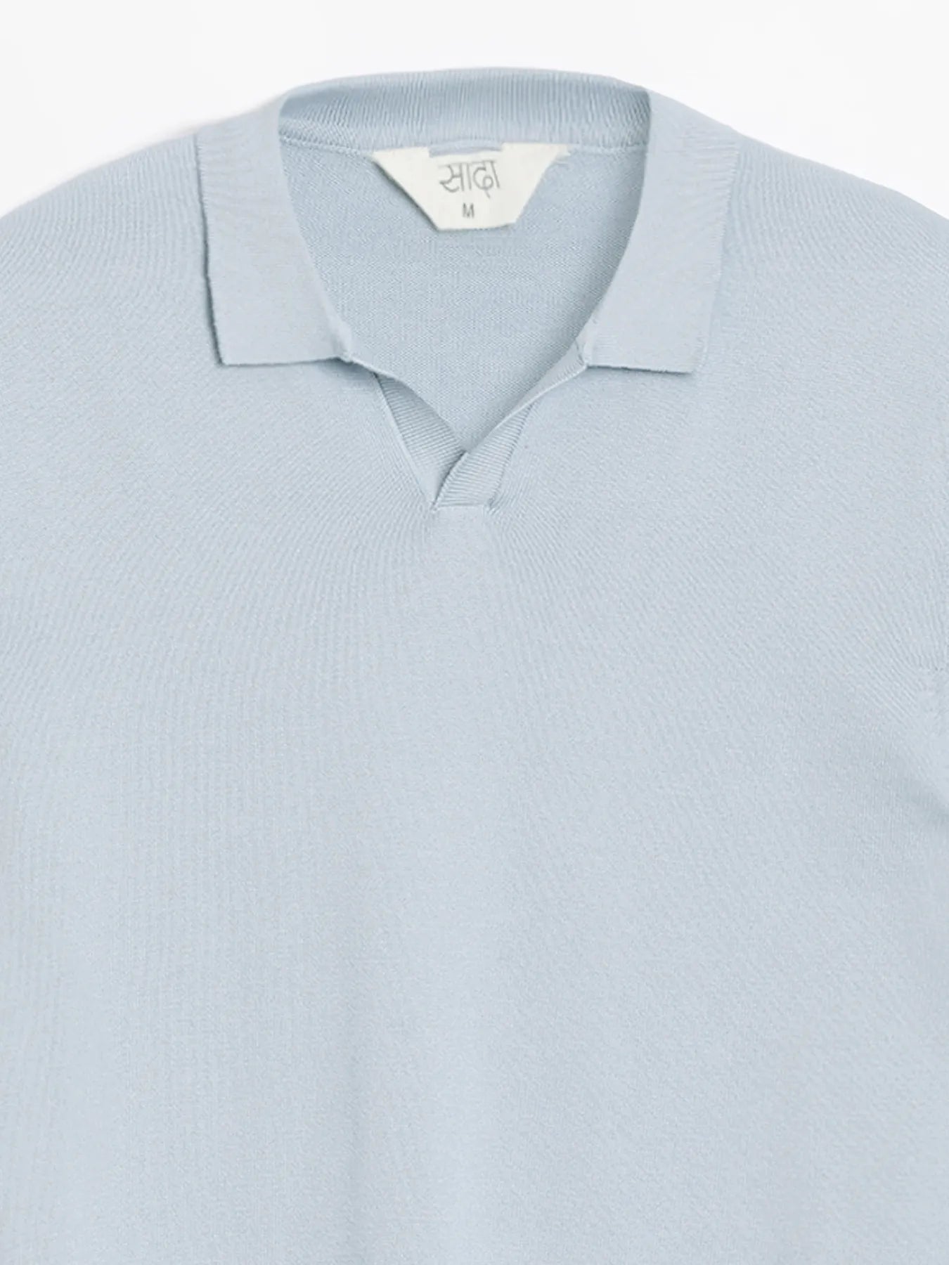 Men Light Blue Flat Knit Polo