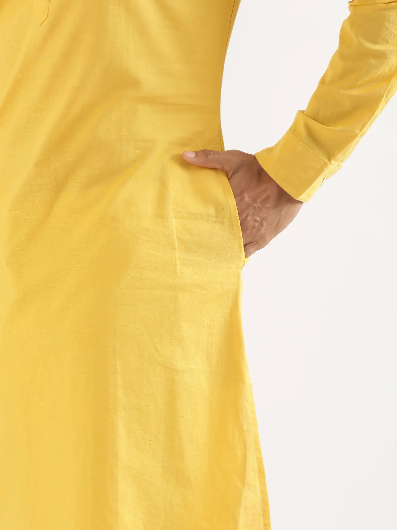 Men Yellow Airy Linen Long Kurta