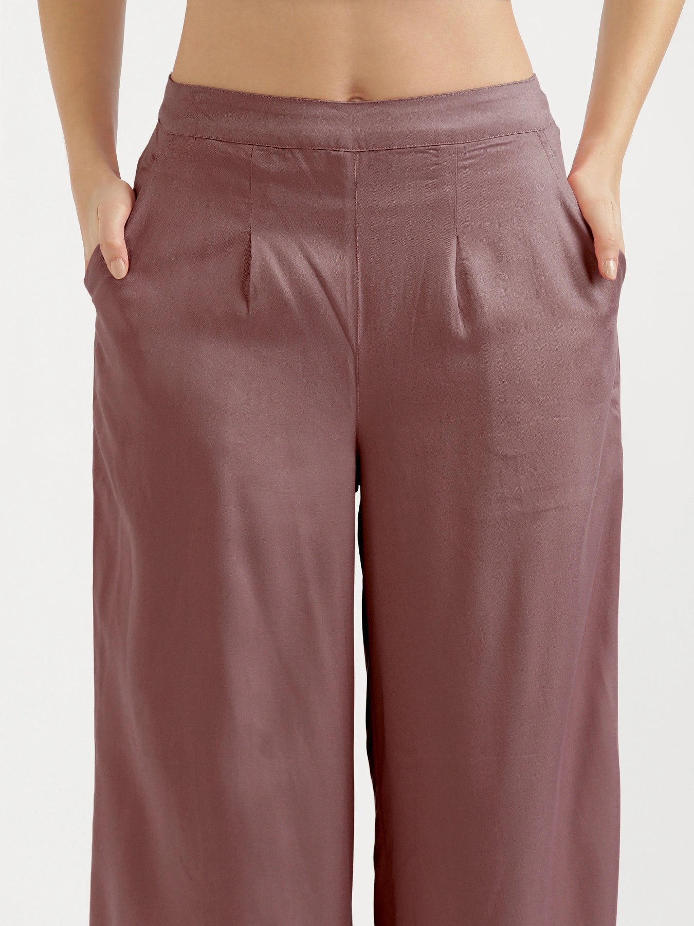 Women Rose Taupe Viscose Palazzo Pant