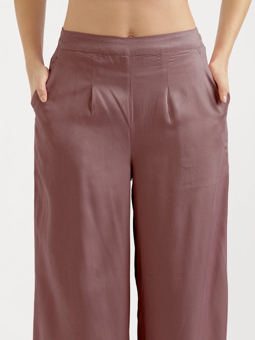 Women Rose Taupe Viscose Palazzo Pant