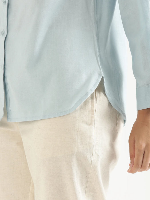 Women Sky Blue Airy-Linen Shirt