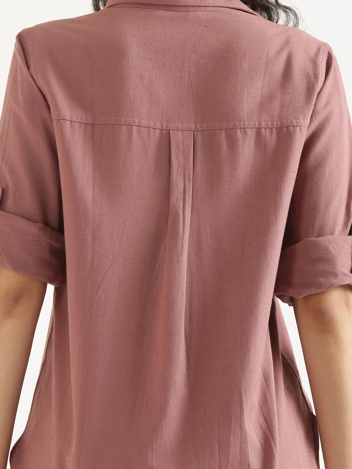 Women Rose Taupe Airy-Linen Shirt