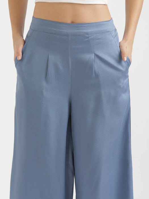 Women English Blue Viscose Palazzo Pant