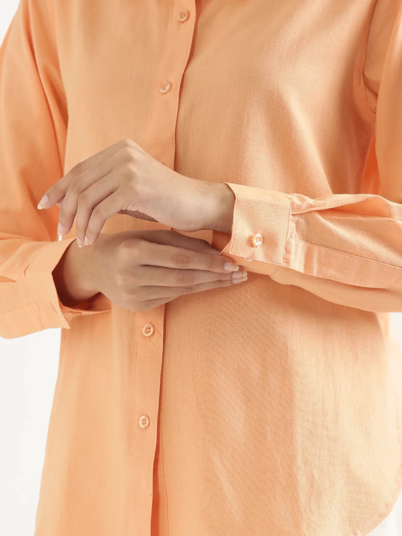 Women Peach Airy-Linen Shirt