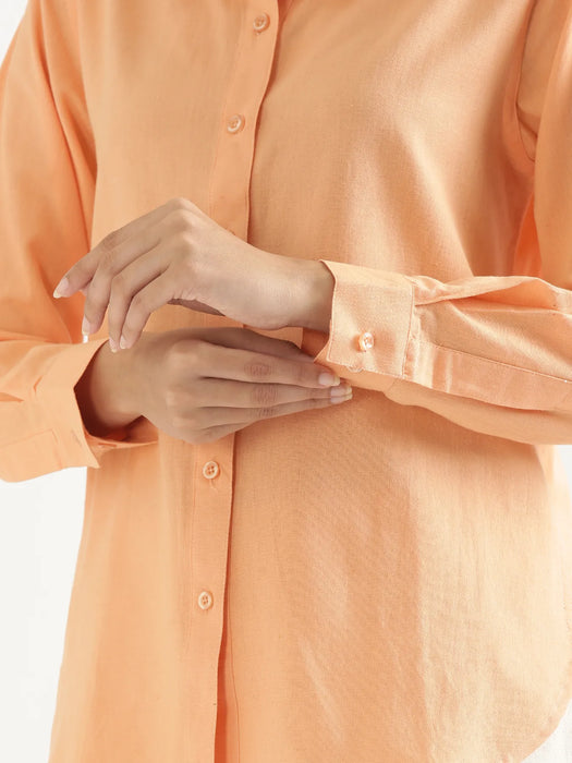 Women Peach Airy-Linen Shirt
