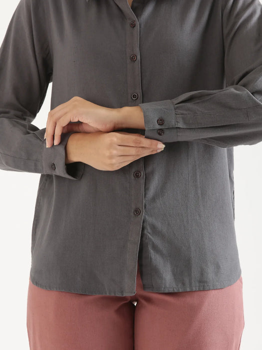 Women Slate Grey Airy-Linen Shirt