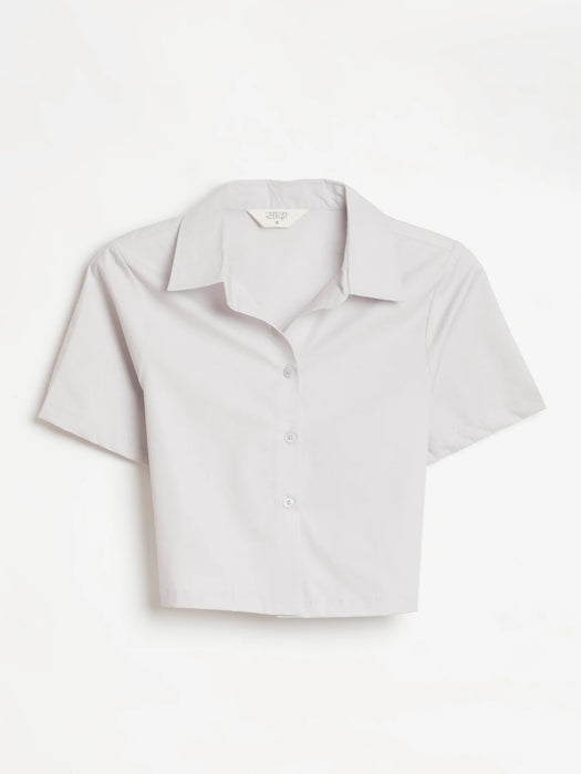 Women Grey Better Cotton Crop Shirt