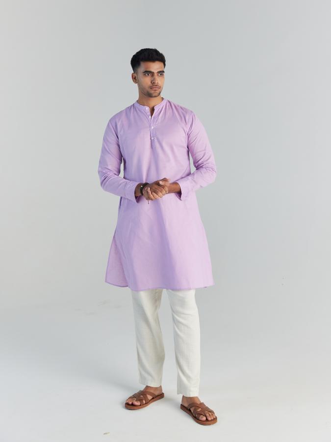 Lilac Airy Linen Long Kurta