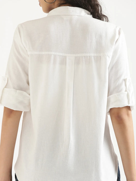 Women White Airy-Linen Shirt