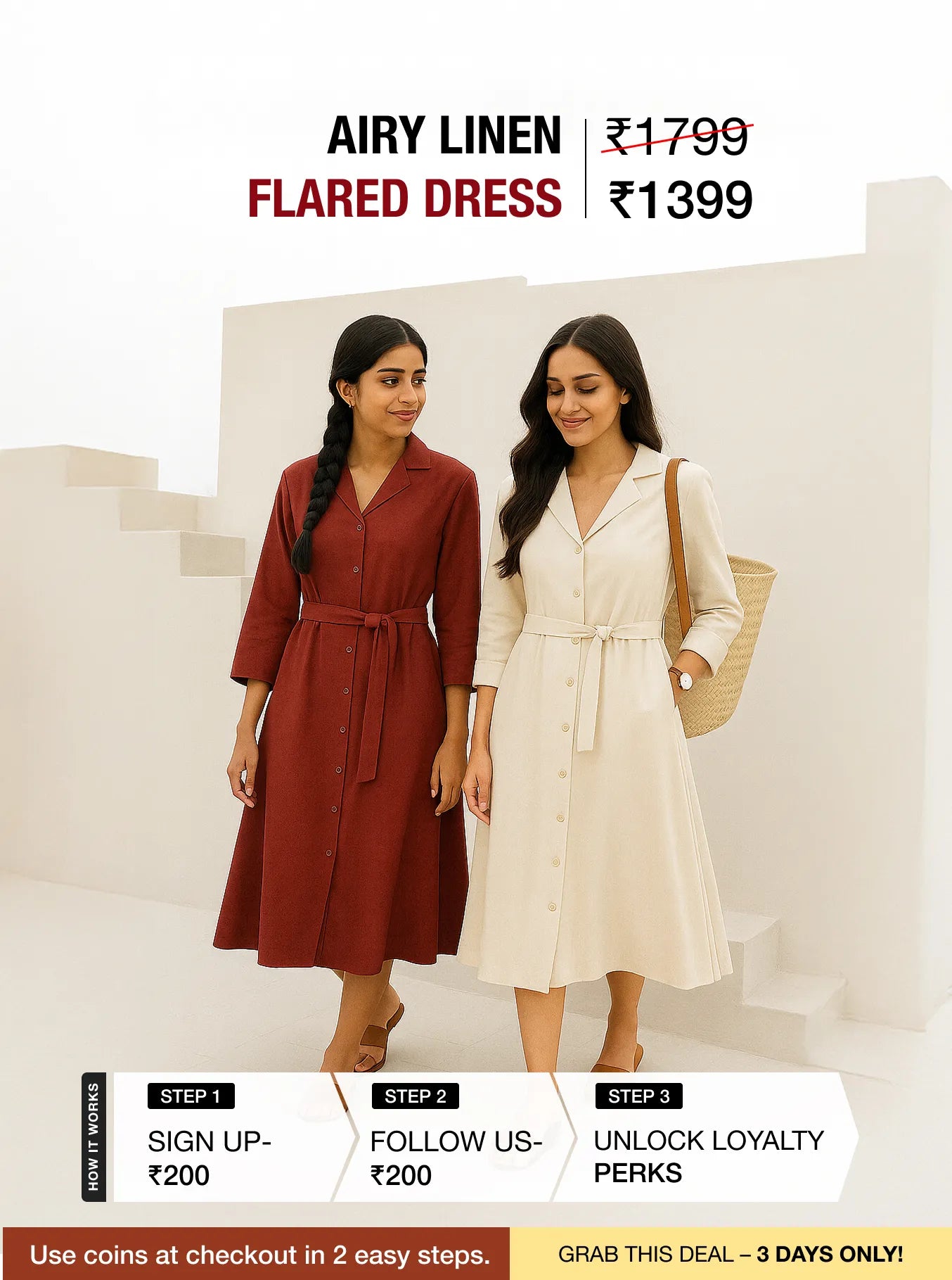 Women Black Airy Linen Flared Dress