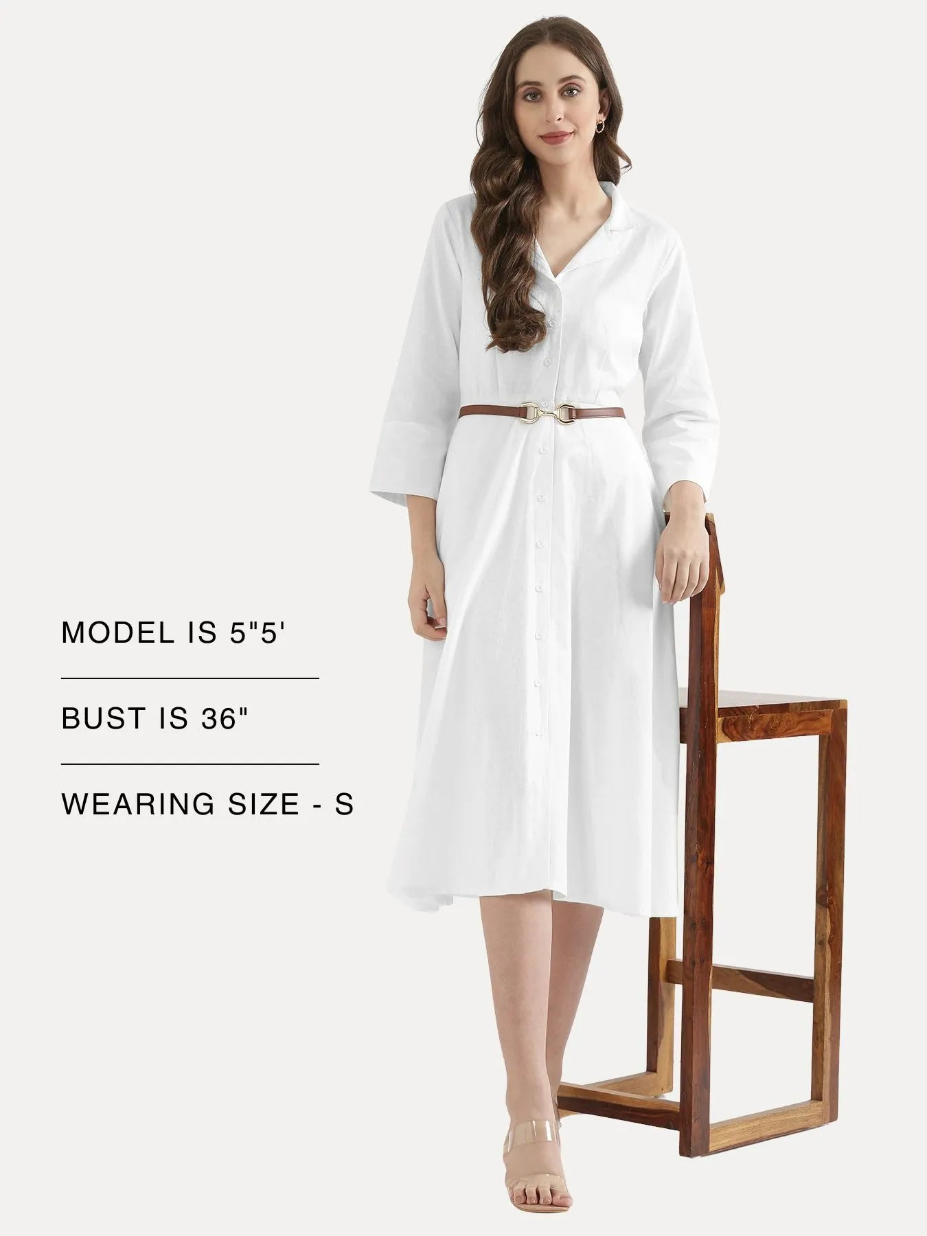 Women White Airy Linen Flared Dress