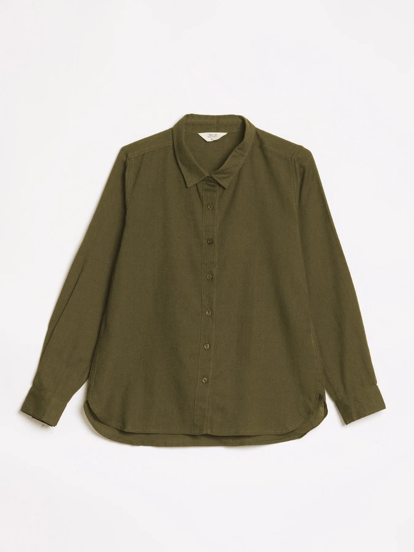 Women Olive Green Airy-Linen Shirt