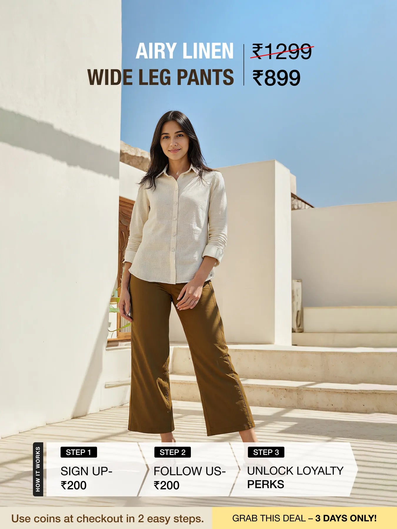 Women Maroon Airy Linen Wide Leg Pant