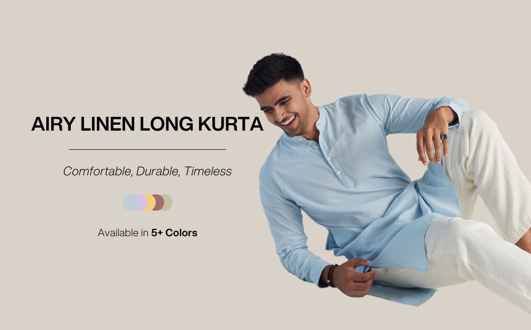 AIRY LINEN LONG KURTAS banner mobile