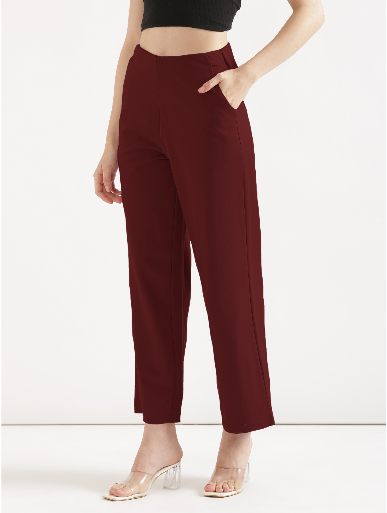 Maroon Wide Leg Pants