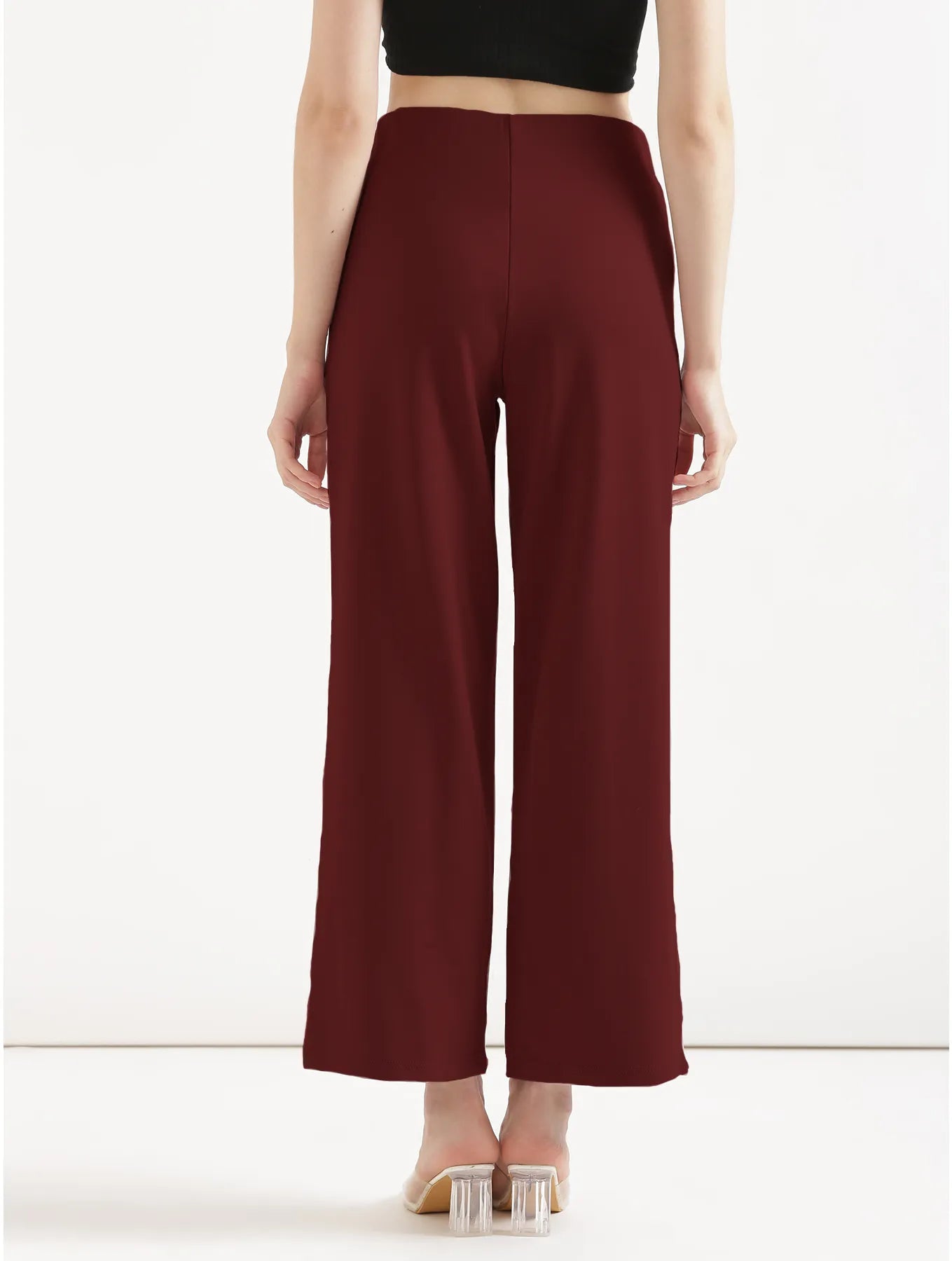 Women Maroon Wide Leg Pants