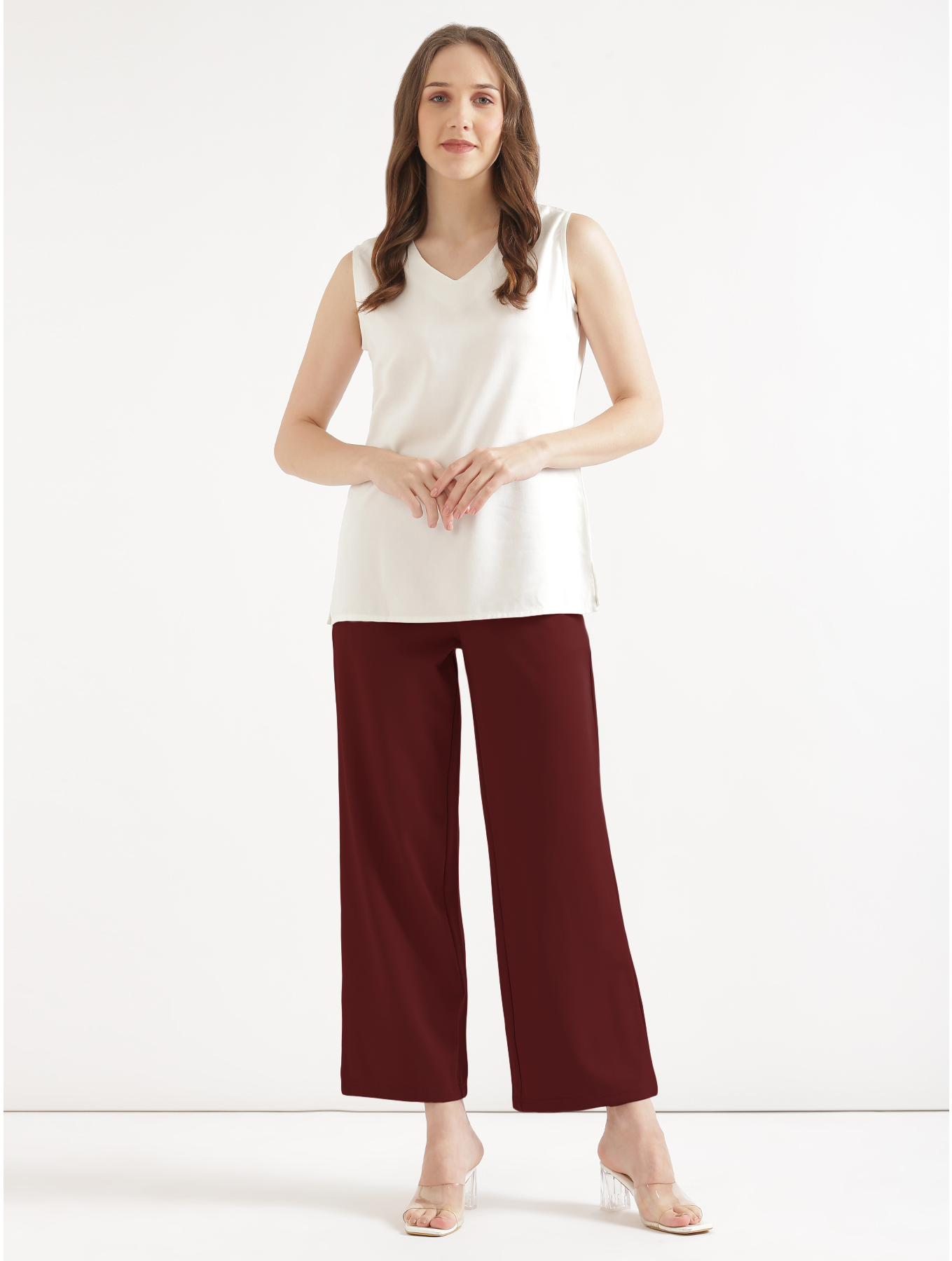 Maroon Wide Leg Pants