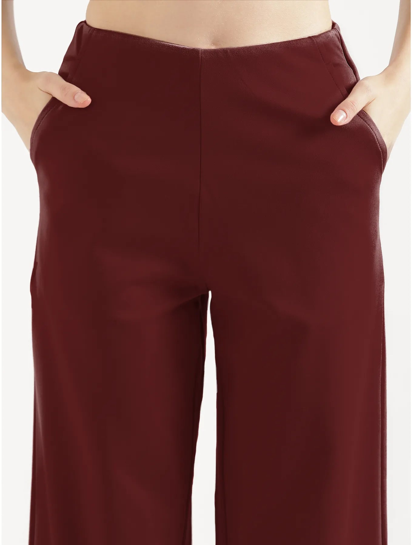 Women Maroon Wide Leg Pants