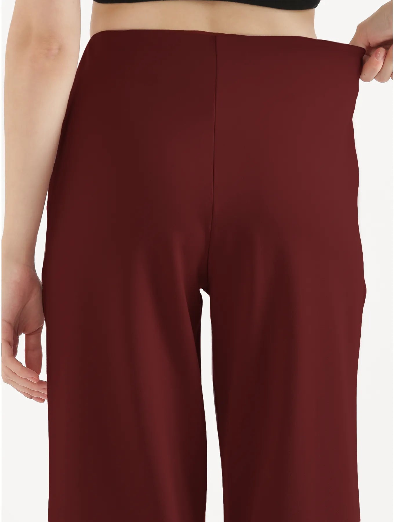 Women Maroon Wide Leg Pants