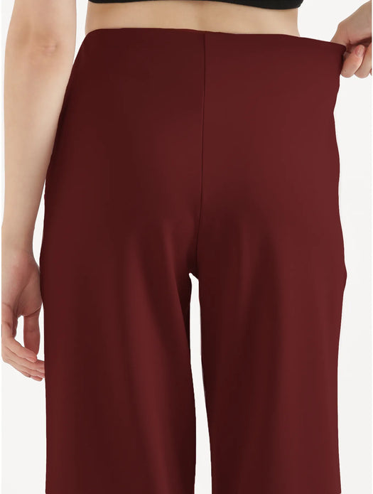 Women Maroon Wide Leg Pants