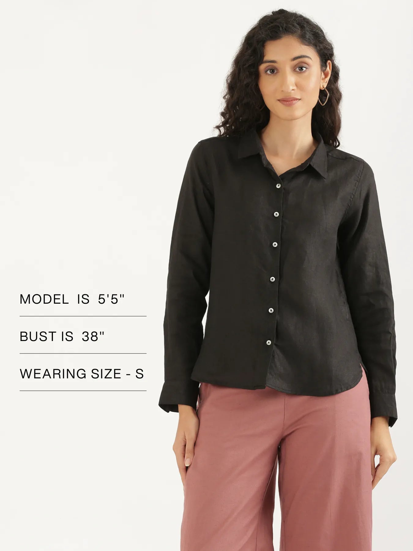 Women Black Pure Linen Shirt