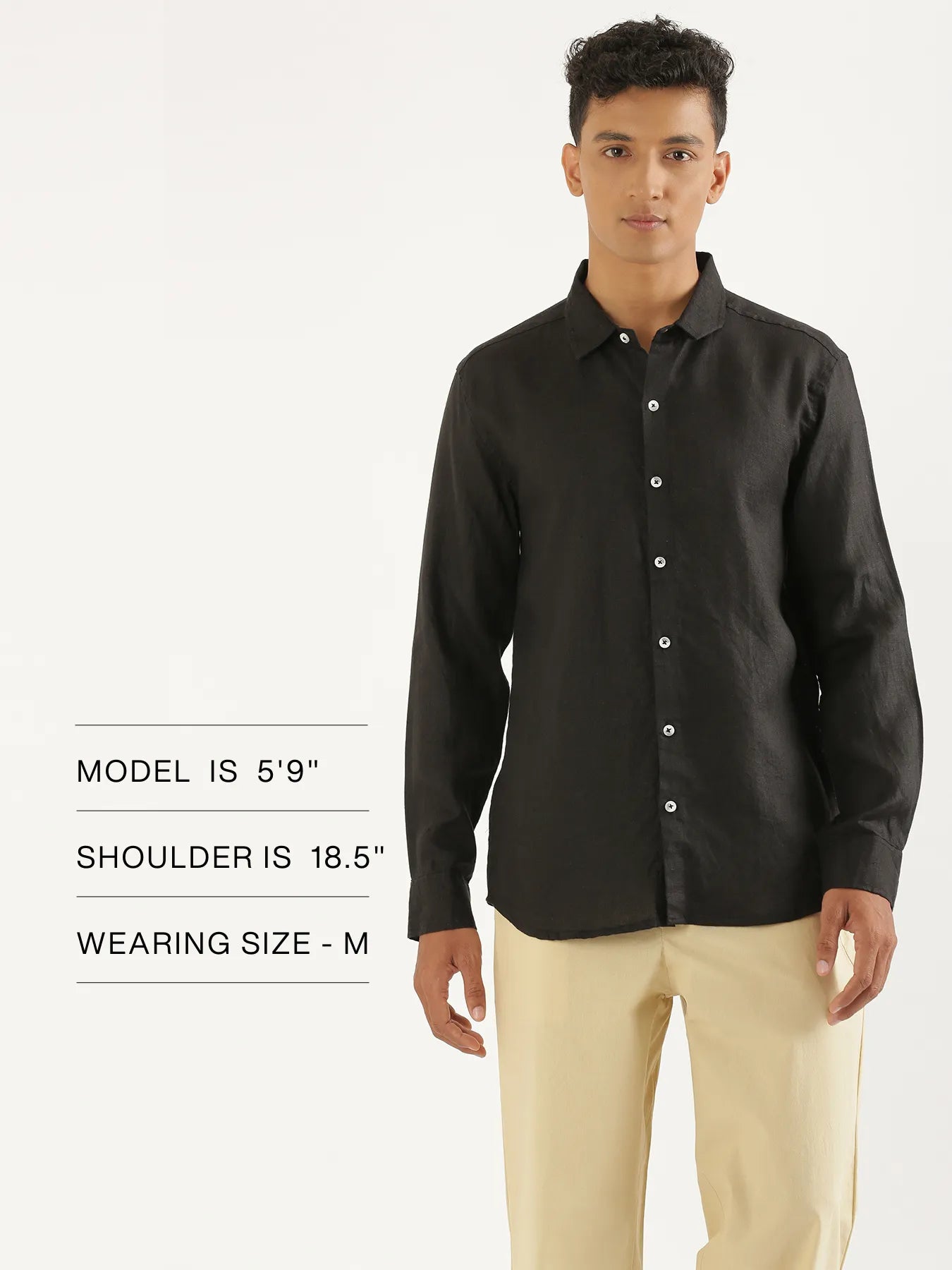 Men Black Pure Linen Full Sleeve Shirt