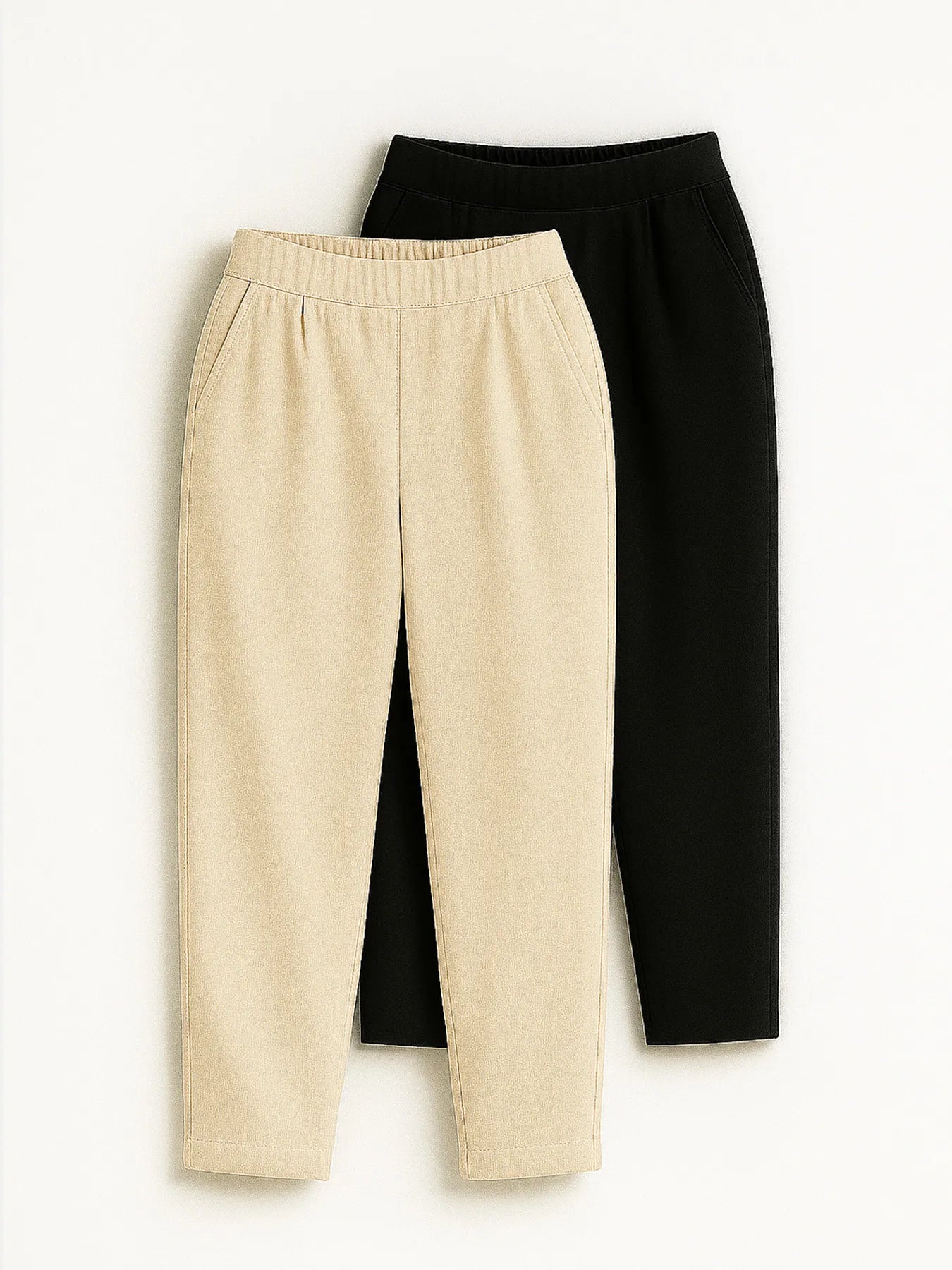 Black & Beige Cotton Pant