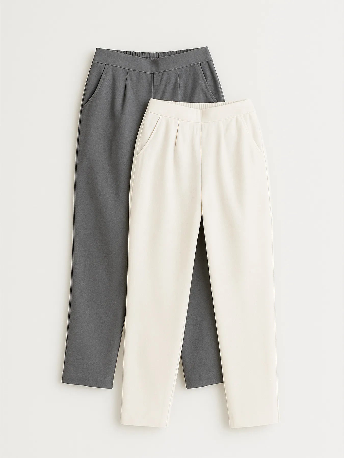 White & Cement Grey Cotton Pant