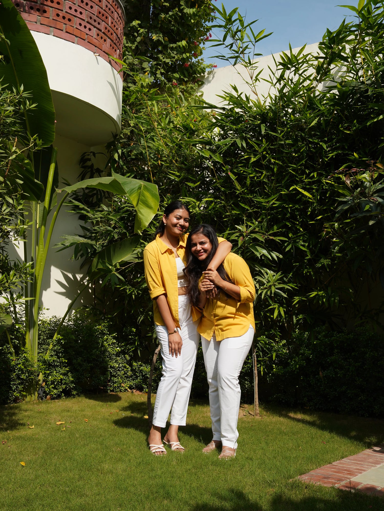 Yellow Airy-Linen Shirt with White Cotton Pant