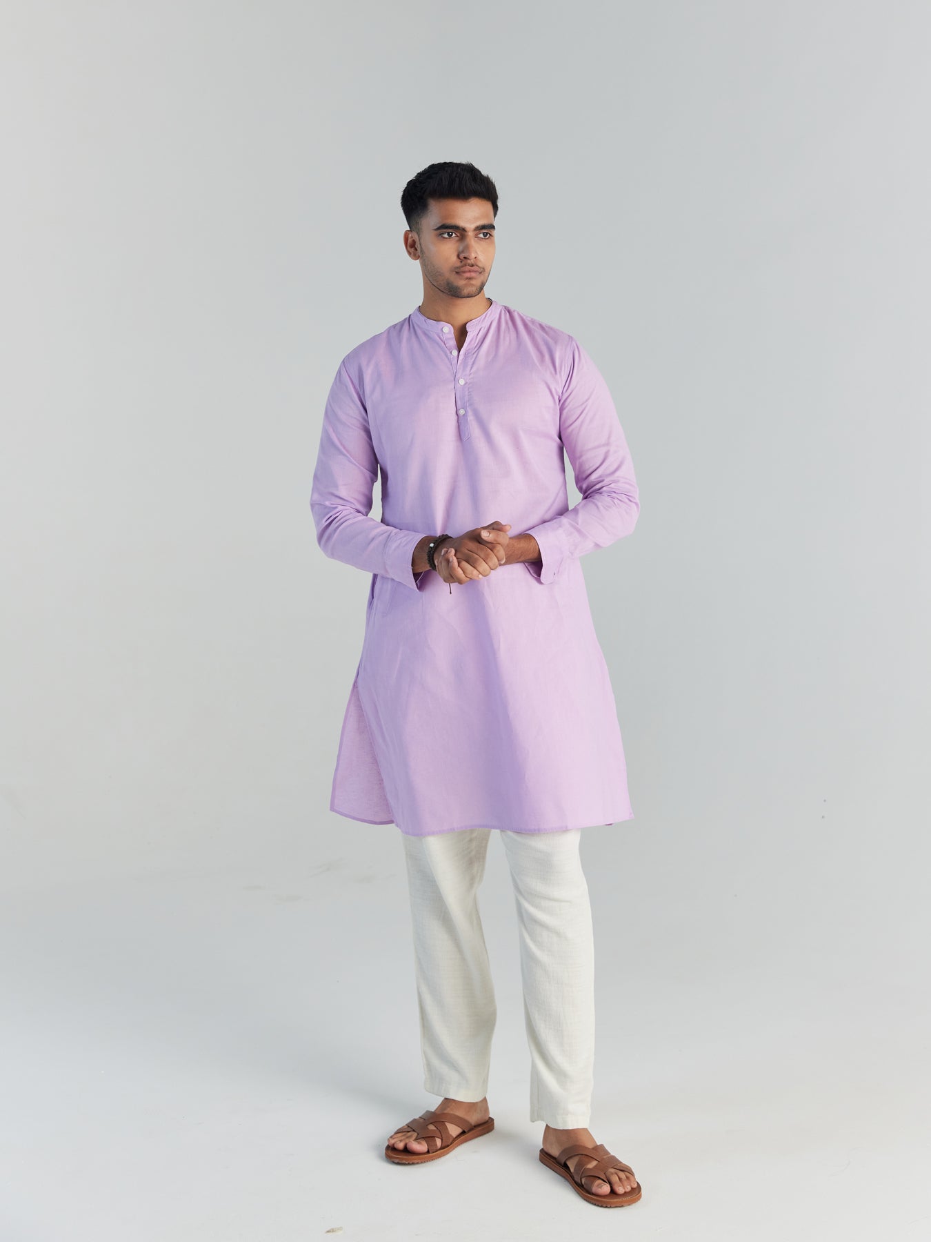 Lilac Airy Linen Long Kurta