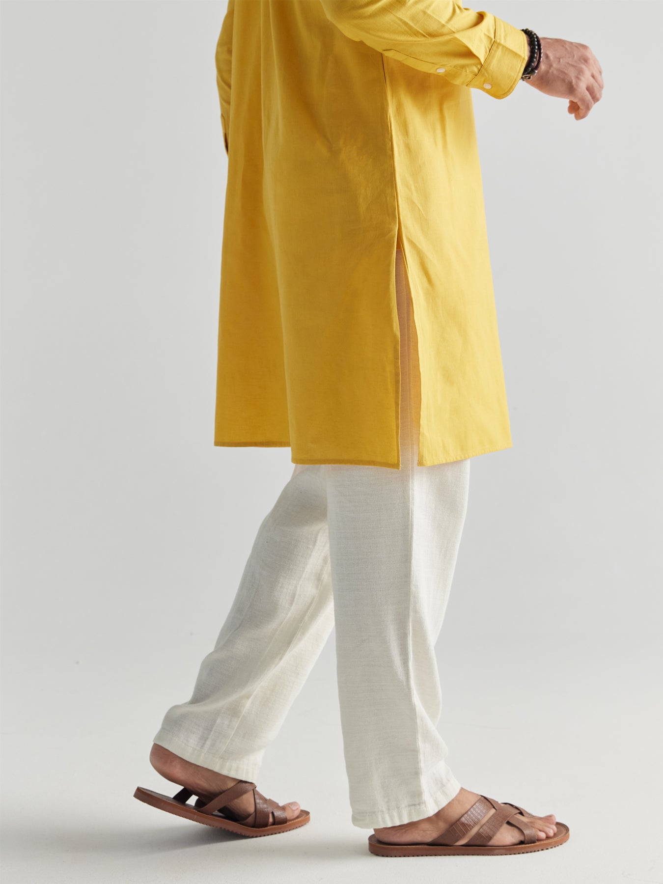 Yellow Airy Linen Long Kurta