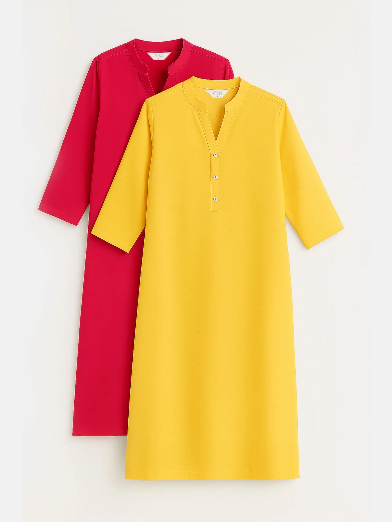 Yellow & Hot Pink Long Kurta
