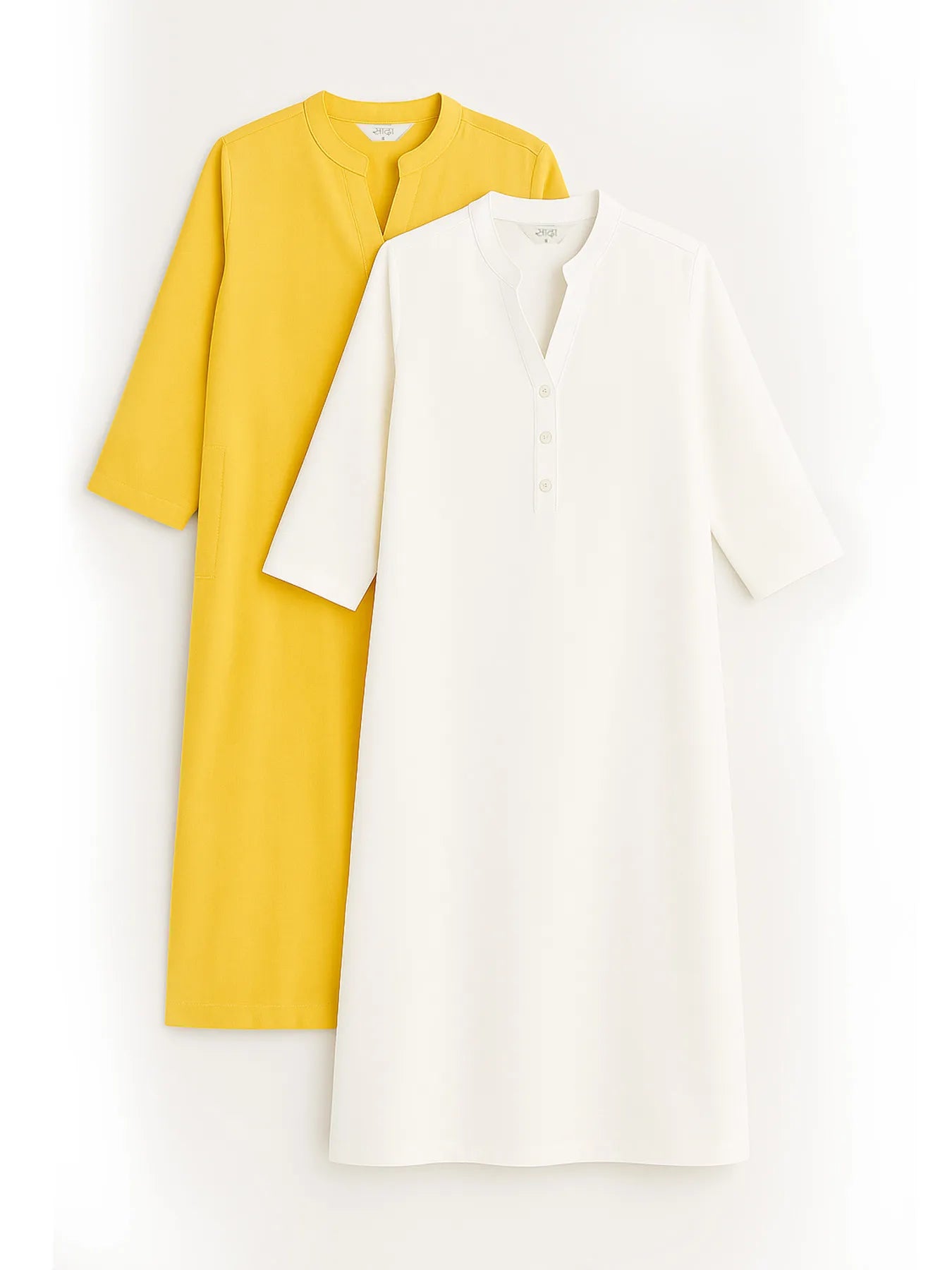 Yellow & White Long Kurta