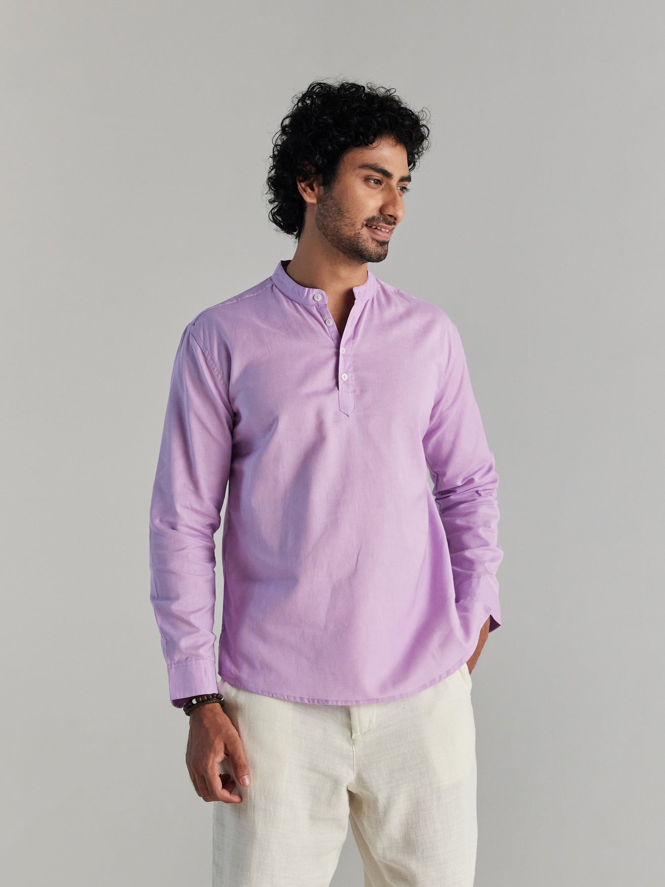 Lilac Airy Linen Short Kurta