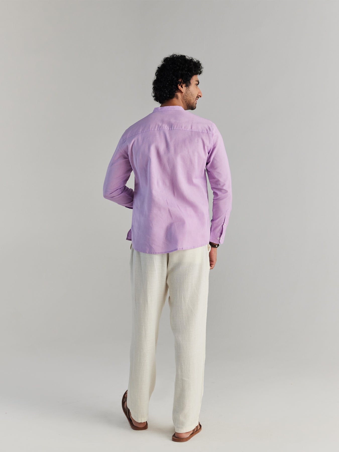 Lilac Airy Linen Short Kurta