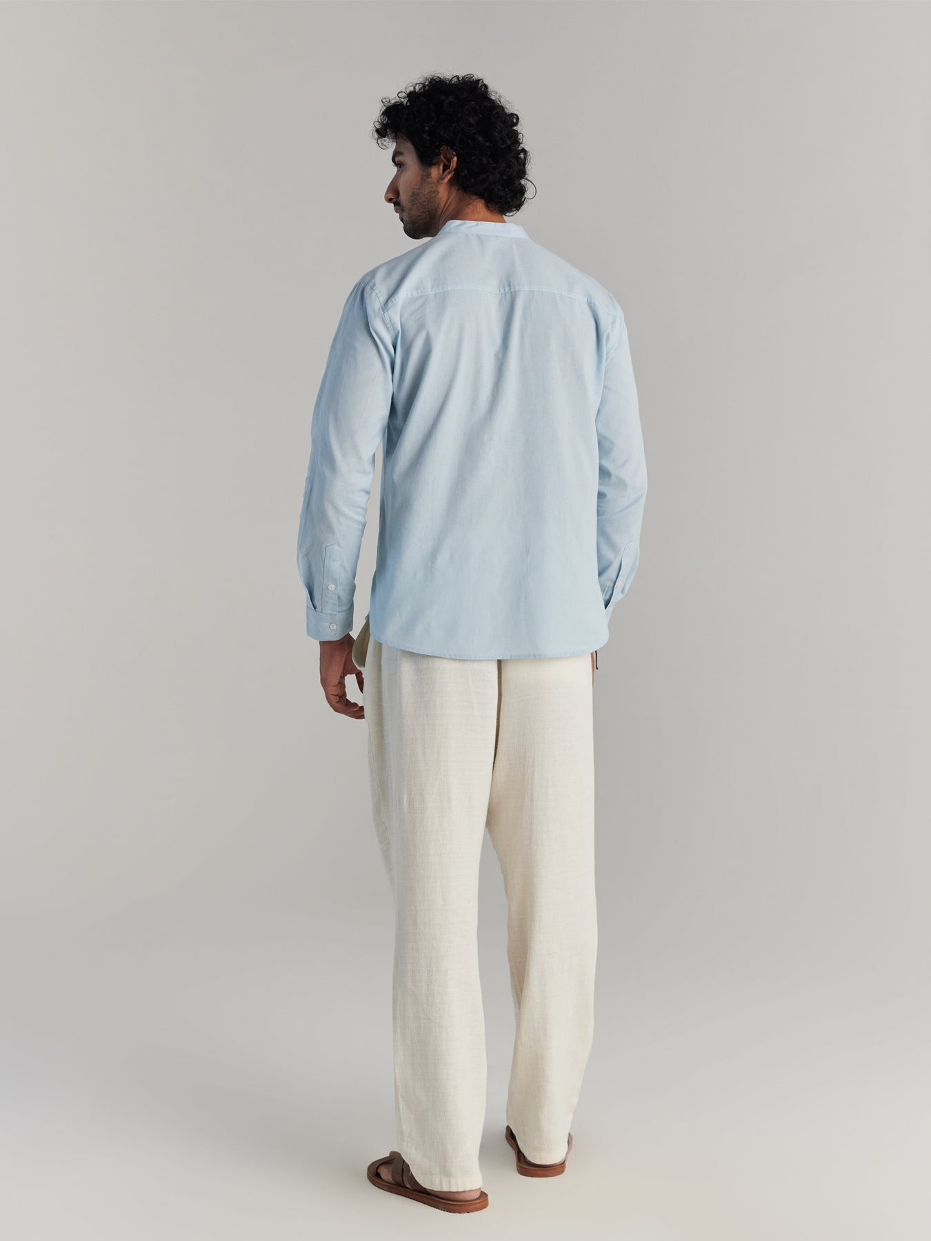 Sky Blue Airy Linen Short Kurta