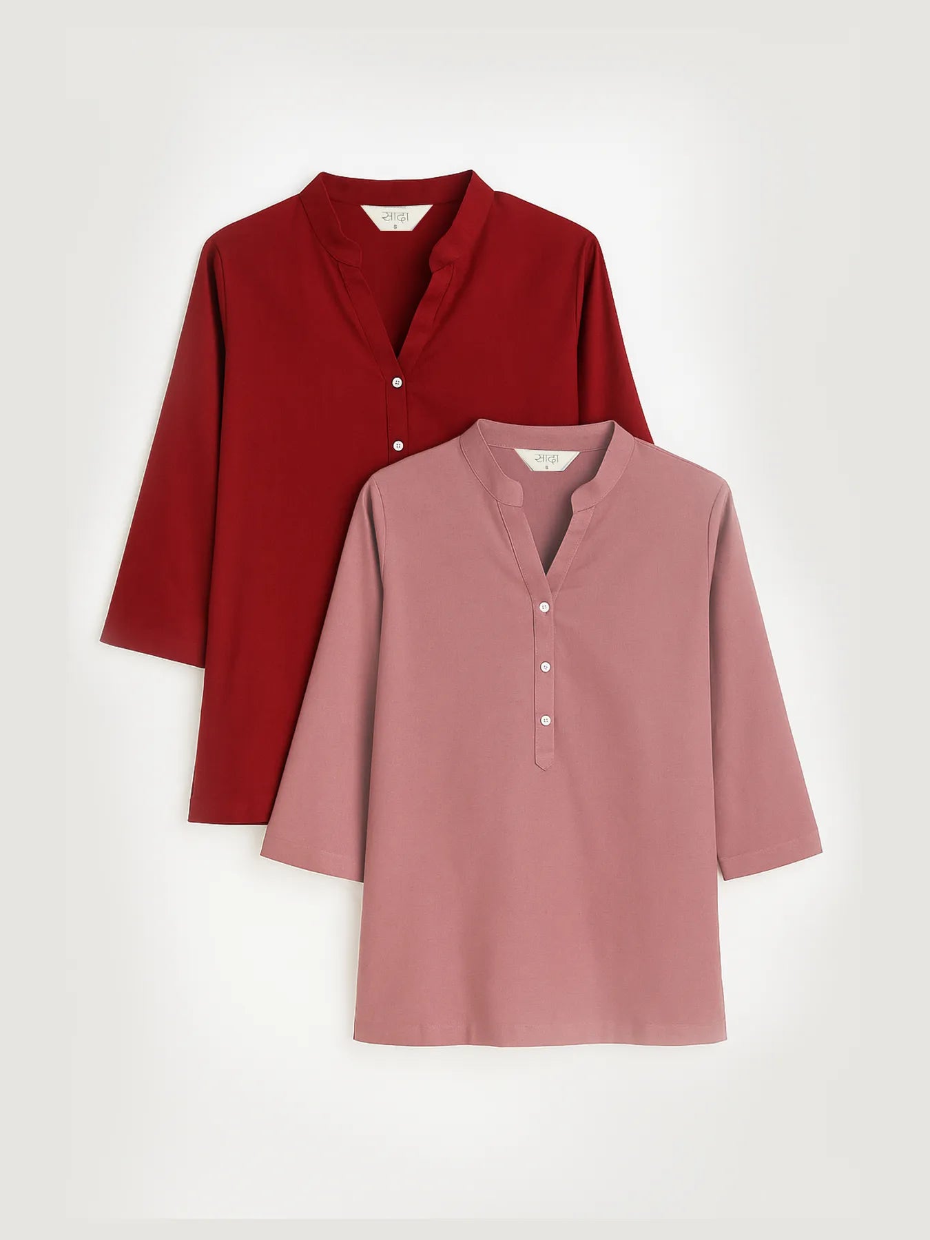 Rose Taupe & Maroon Short Kurta
