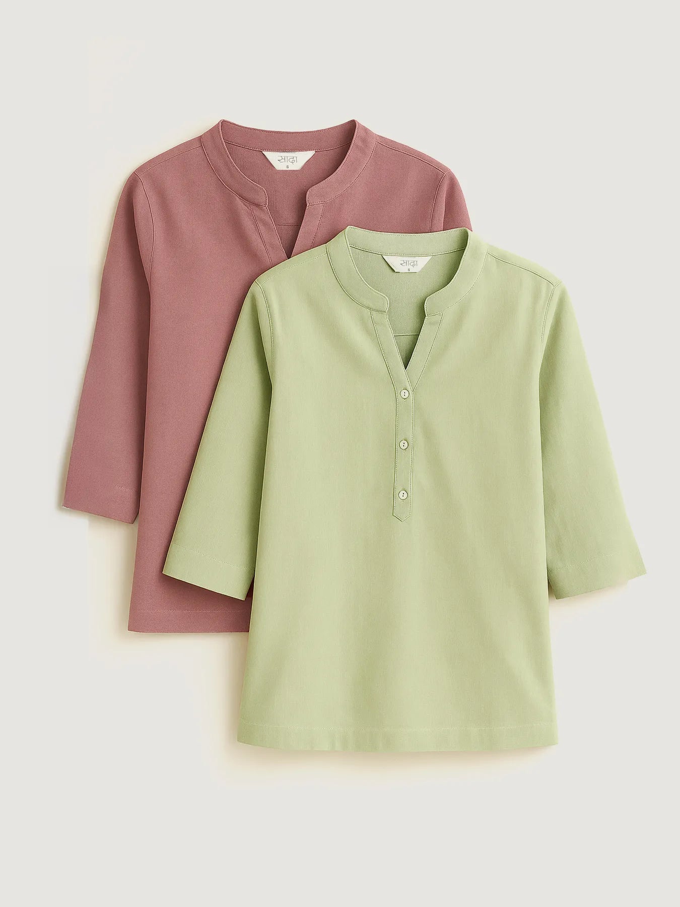 Rose Taupe & Mint Green Short Kurta
