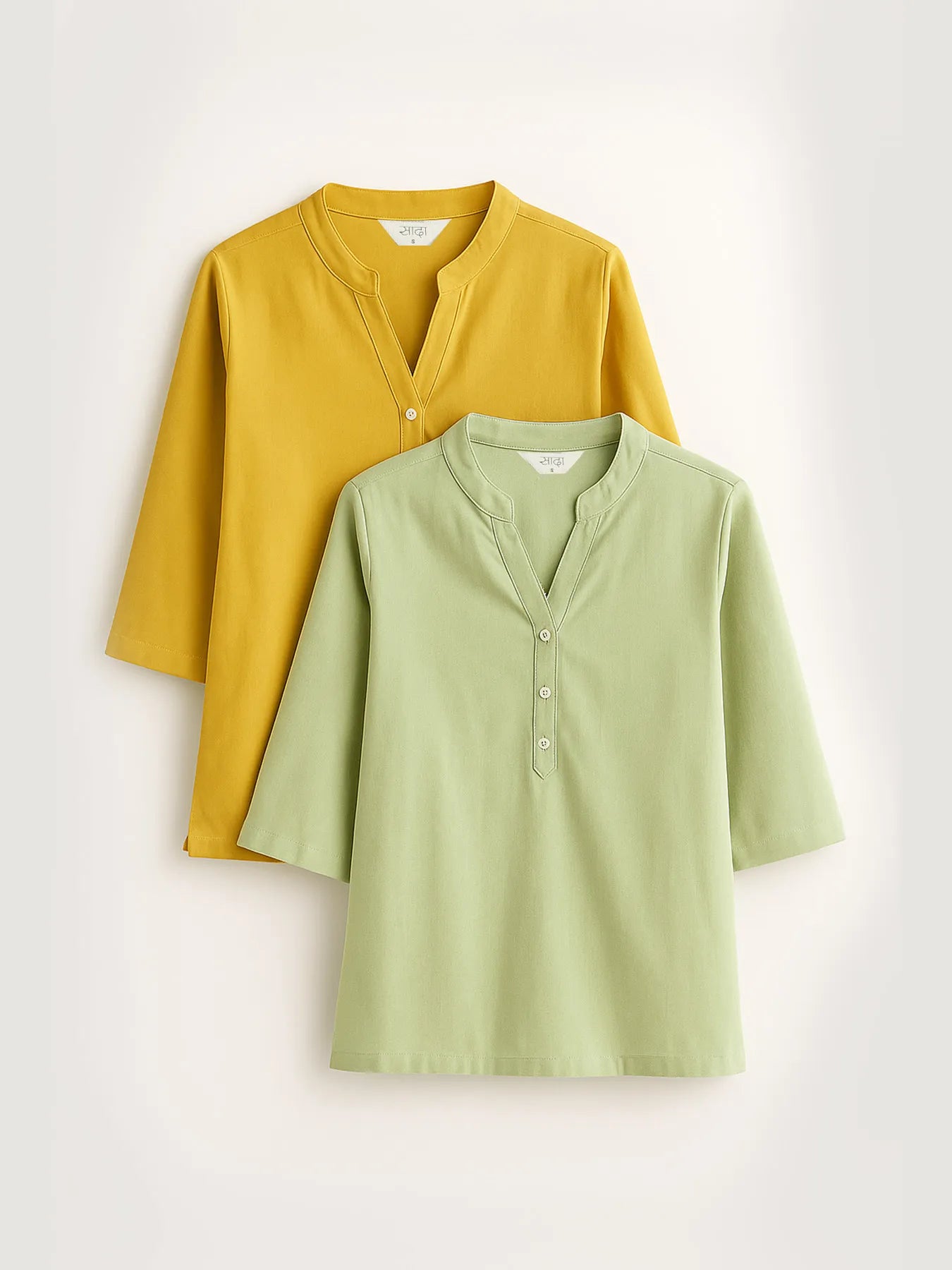Yellow & Mint Green Short Kurta