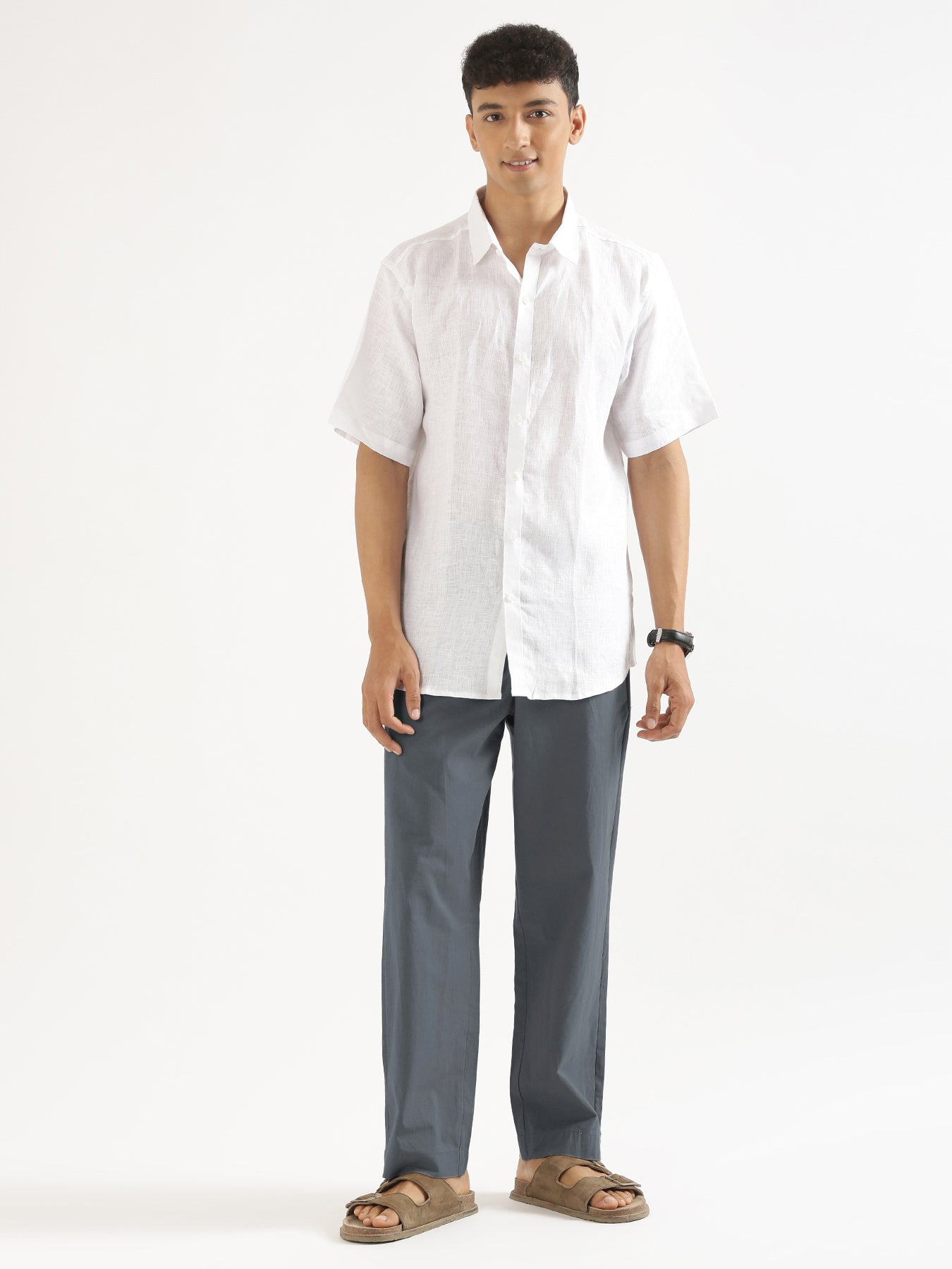 Men Cement Grey Cotton Pant