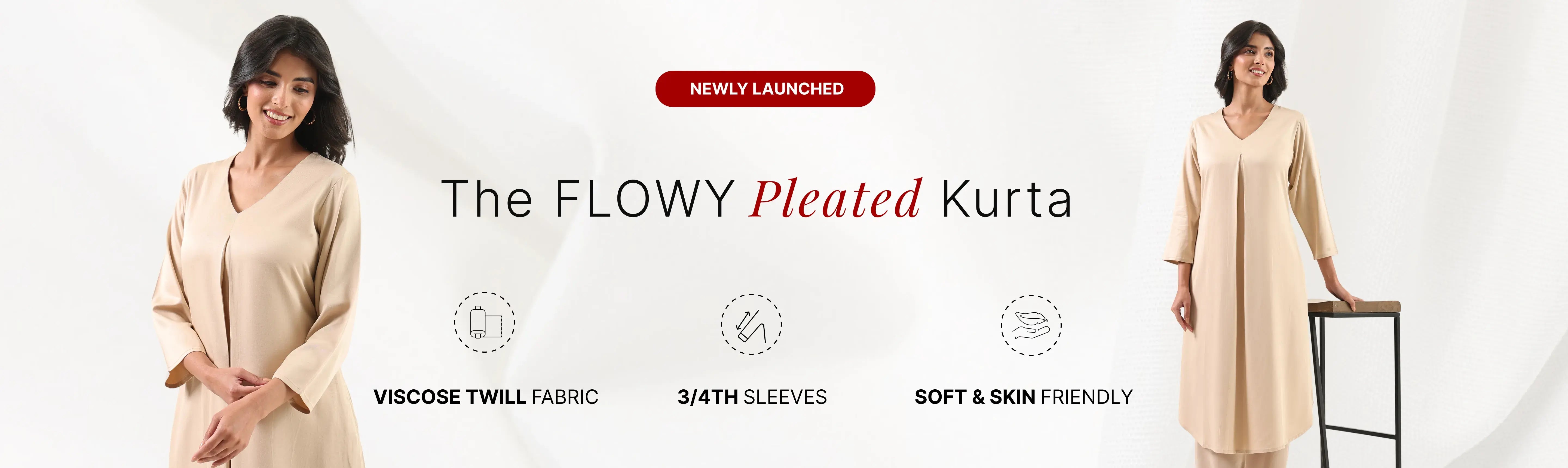 Women Flowy Pleated Kurta banner desktop