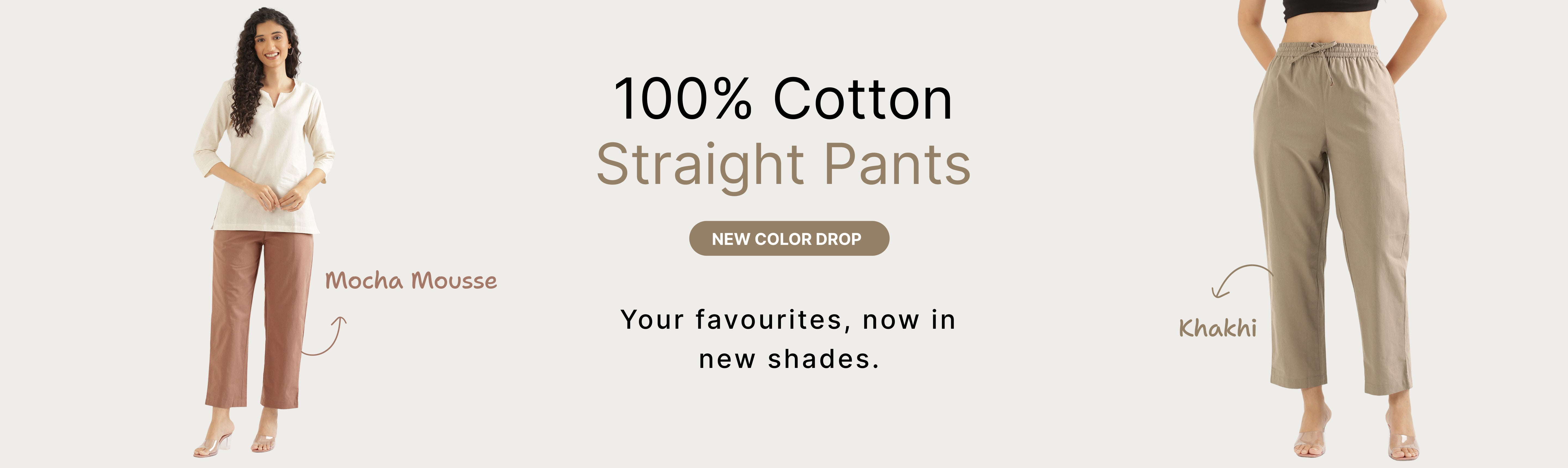 Women Cotton Straight Pants banner desktop