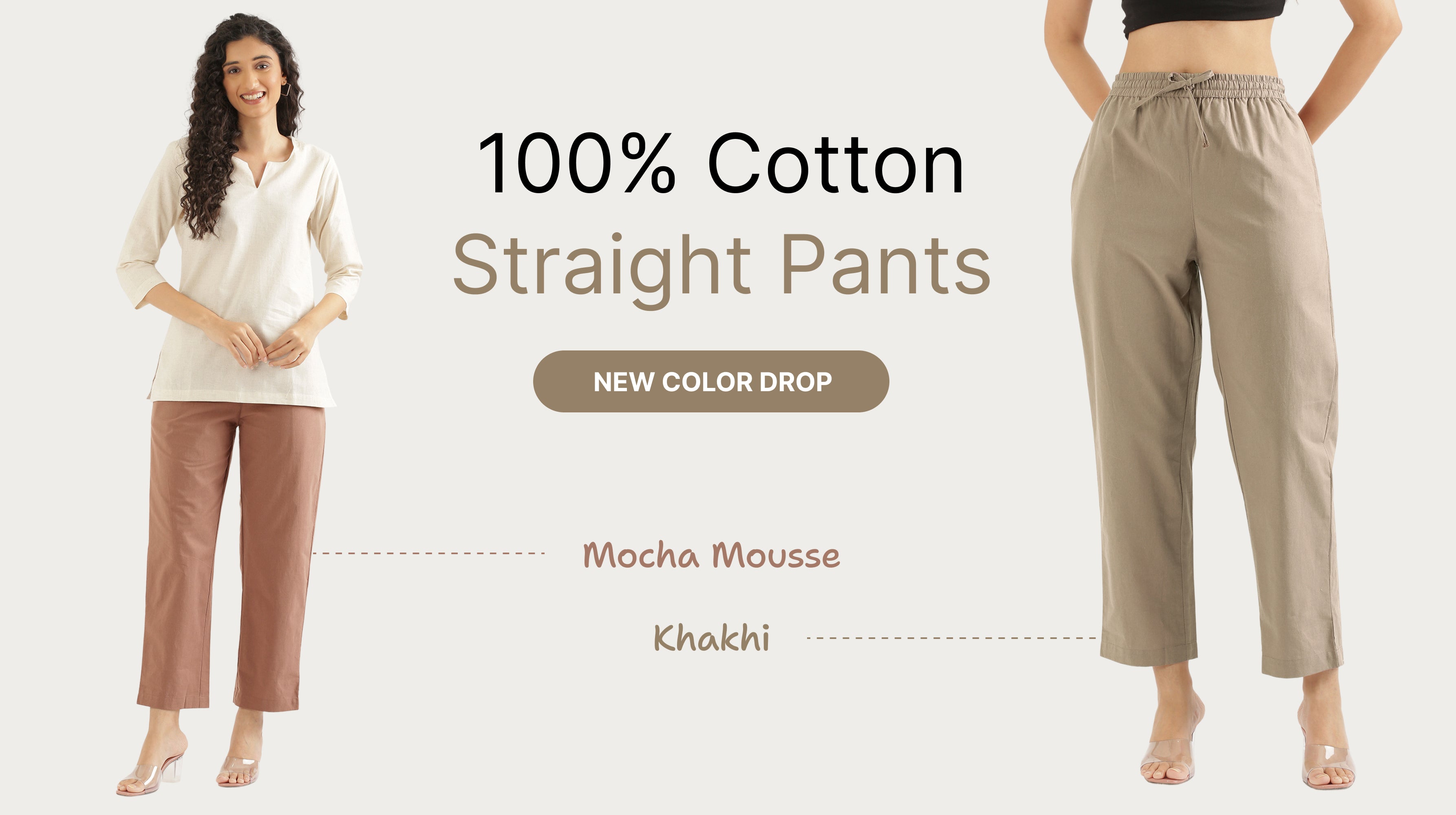 Women Cotton Straight Pants banner mobile