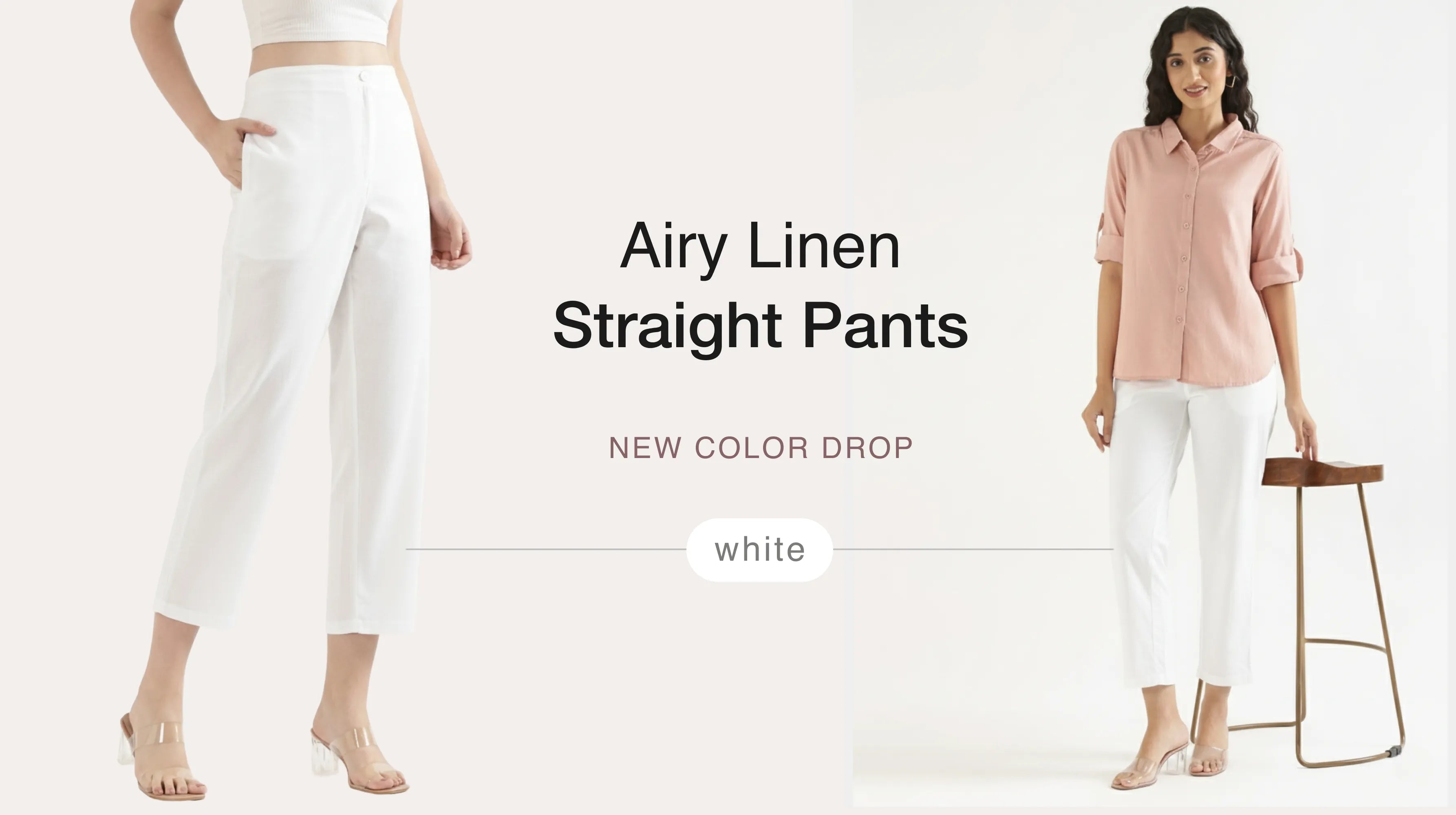 Women Airy Linen Straight Pants banner mobile