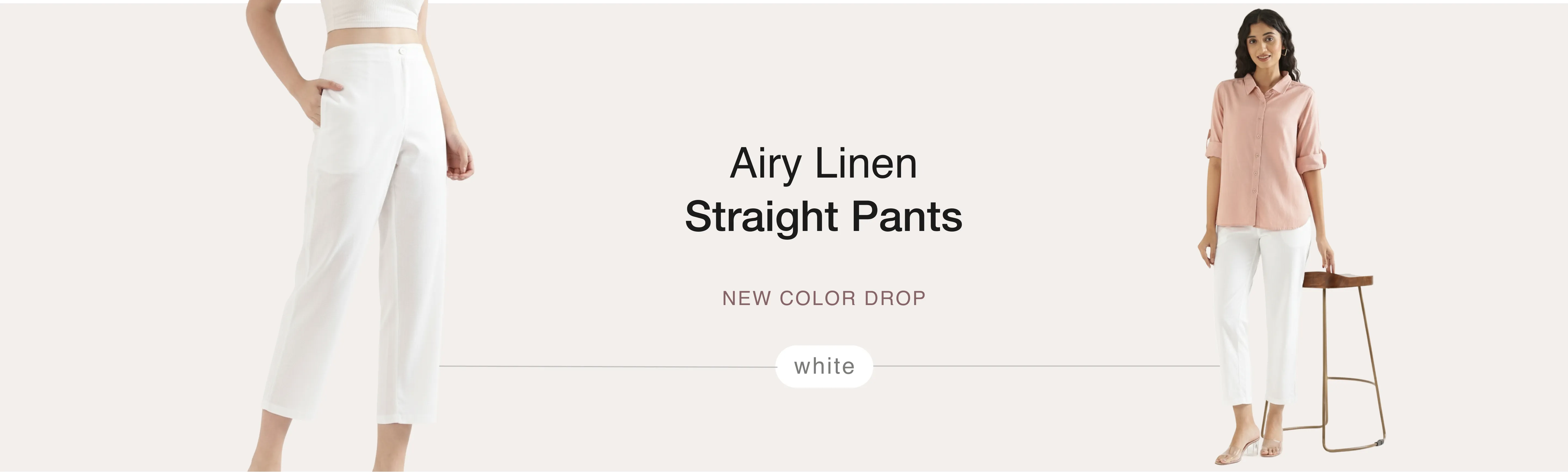 Women Airy Linen Straight Pants banner desktop