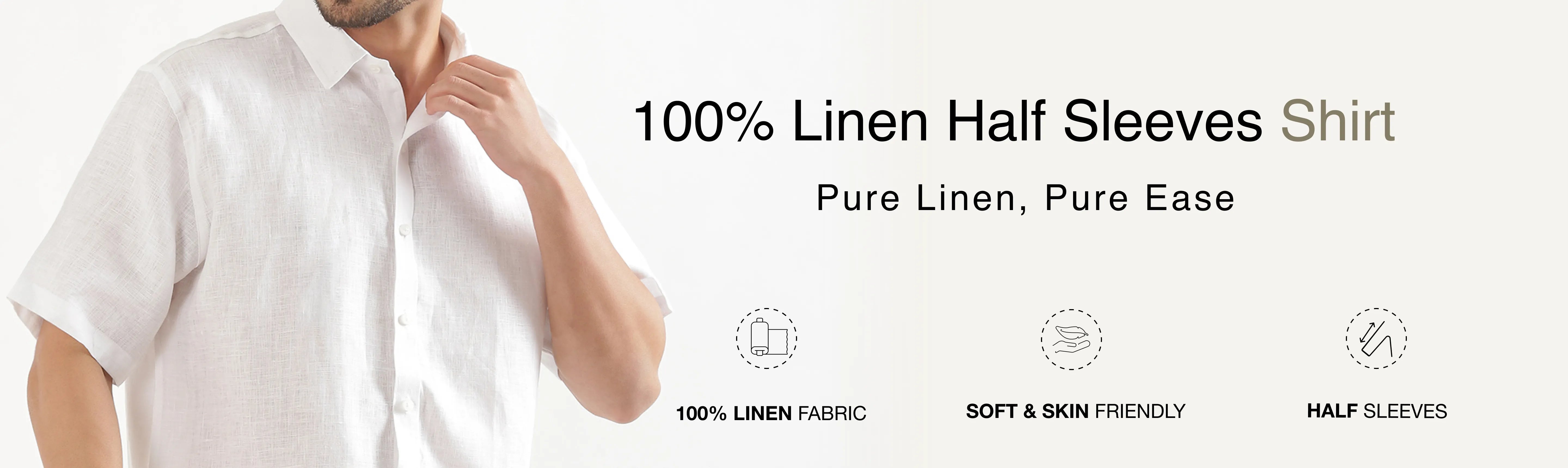 Men 100% Linen Half Sleeve Shirts banner desktop