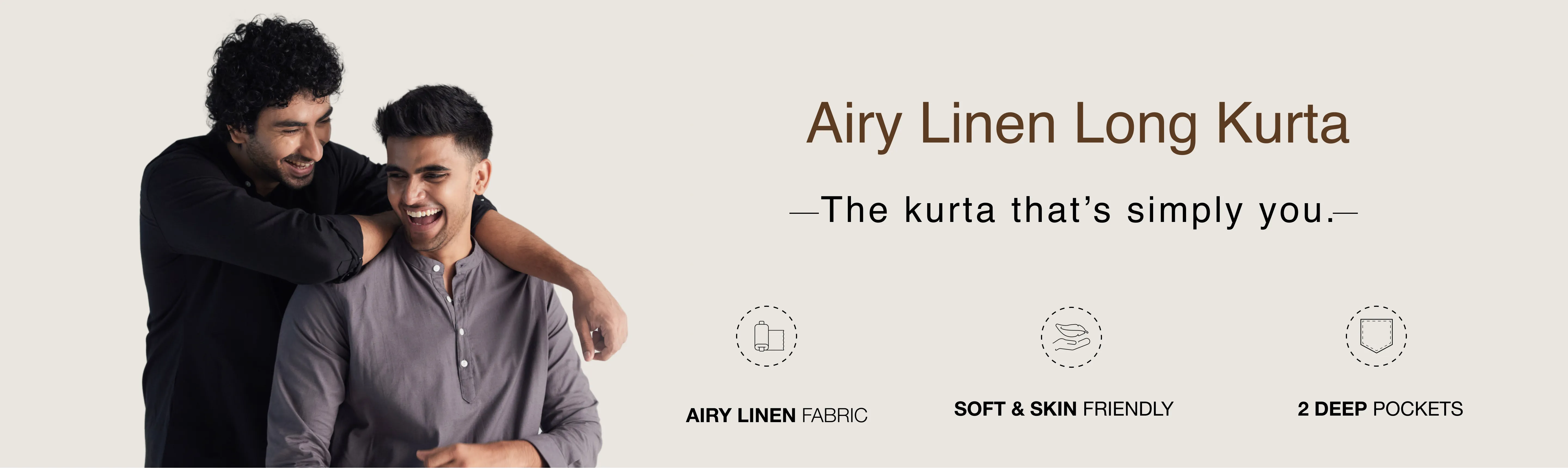 Men Airy Linen Long Kurtas banner desktop