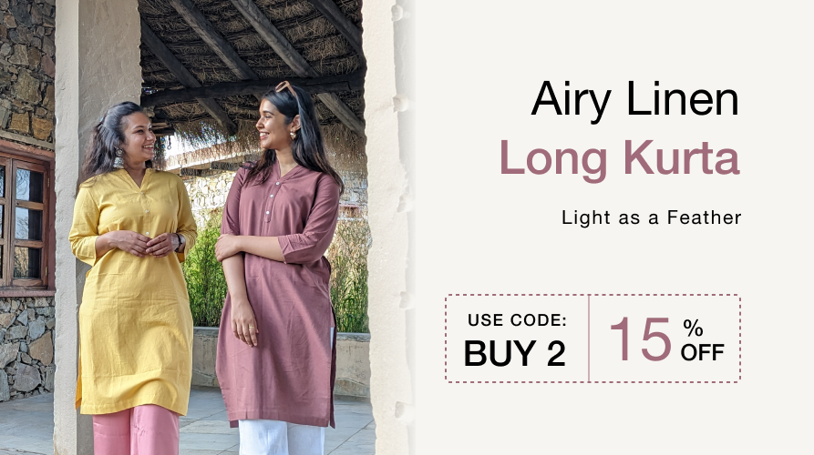AIRY LINEN LONG KURTAS banner mobile